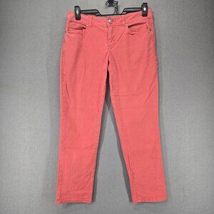 Lauren Conrad Straight Leg Jeans, Coral, 27" Inseam, 5 pocket, Button Fly, Sz 8